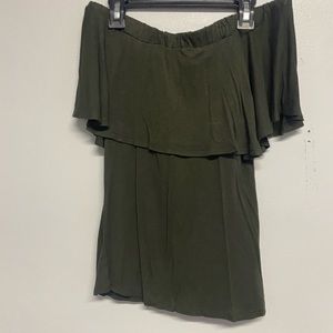 Olive green off the sholder shirt